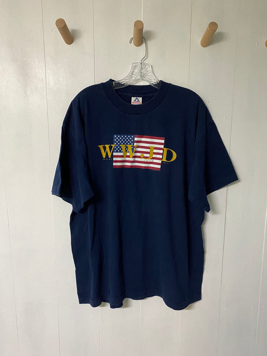 '90s WWJD x American Flag Graphic T Shirt